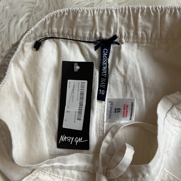 Causeway Bay White Linen Blend Long Summer Shorts Nasty Gal  size 10 - Picture 5 of 6